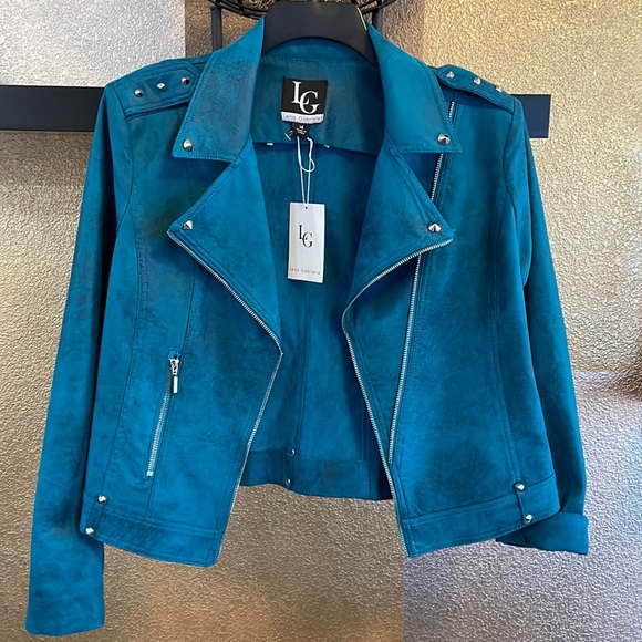 Lena Gabrielle Jackets & Coats Lena Gabrielle Moto Teal Jacket 4